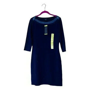 Tommy Hilfiger Shirt Dress Size Small knit comfort Casual Navy Blue Denim collar